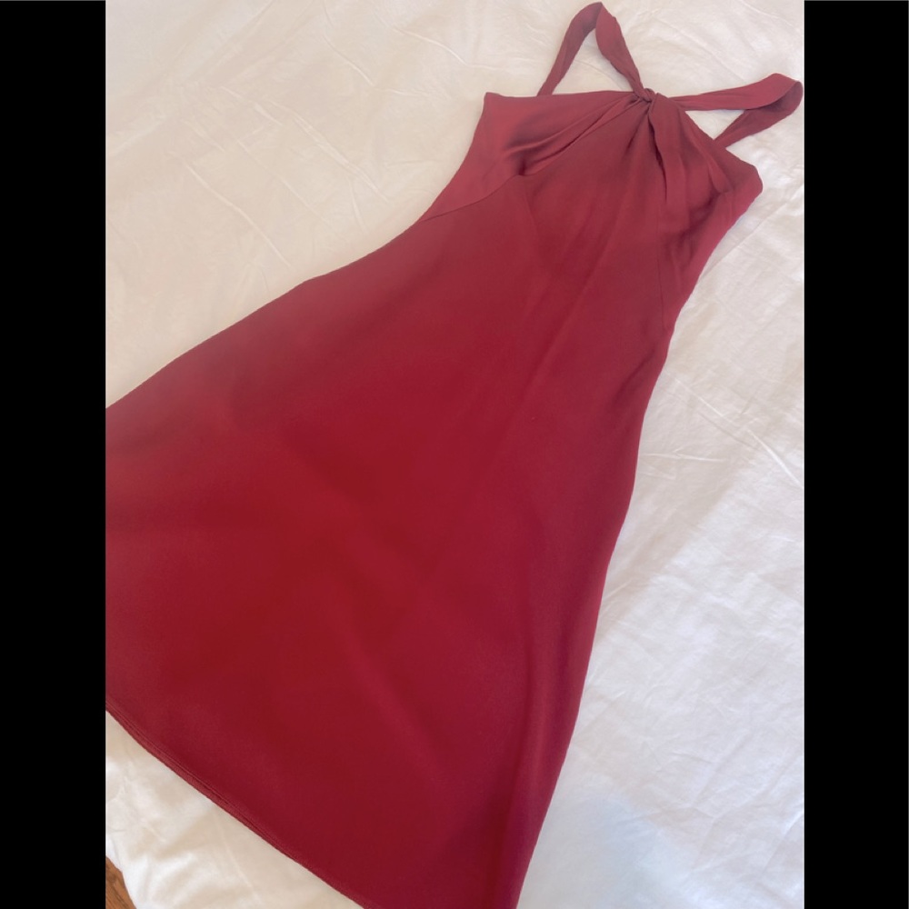 Ellie Tahari silk garnet dress halter